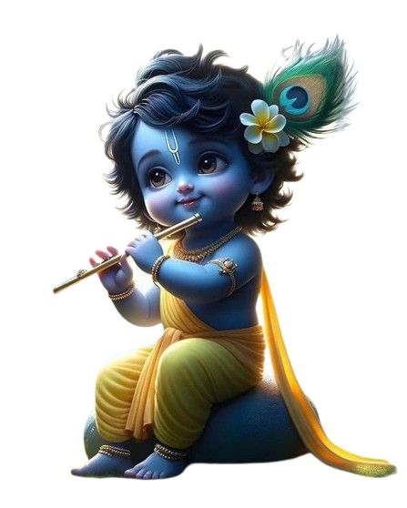 Cute baby Krishna playing the flute, symbolizing the joy of Krishna Janmashtami celebration.