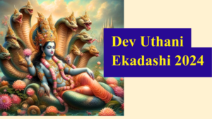 Dev Uthani Ekadashi 2024 - Hindu god Vishnu reclining on the serpent Sheshnag, surrounded by lotus flowers.