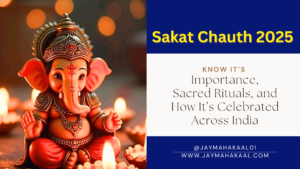 Lord Ganesha idol with glowing lamps in the background, highlighting the sacredness of Sakat Chauth 2025.