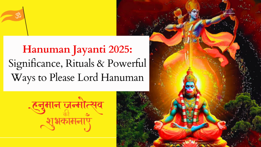 Lord Hanuman meditating with Lord Rama's blessing above, symbolizing devotion and divinity on Hanuman Jayanti 2025.