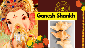 Ganesh idol blowing shankh with Ganesh Shankh conch shells – symbolizing wisdom, prosperity, and protection